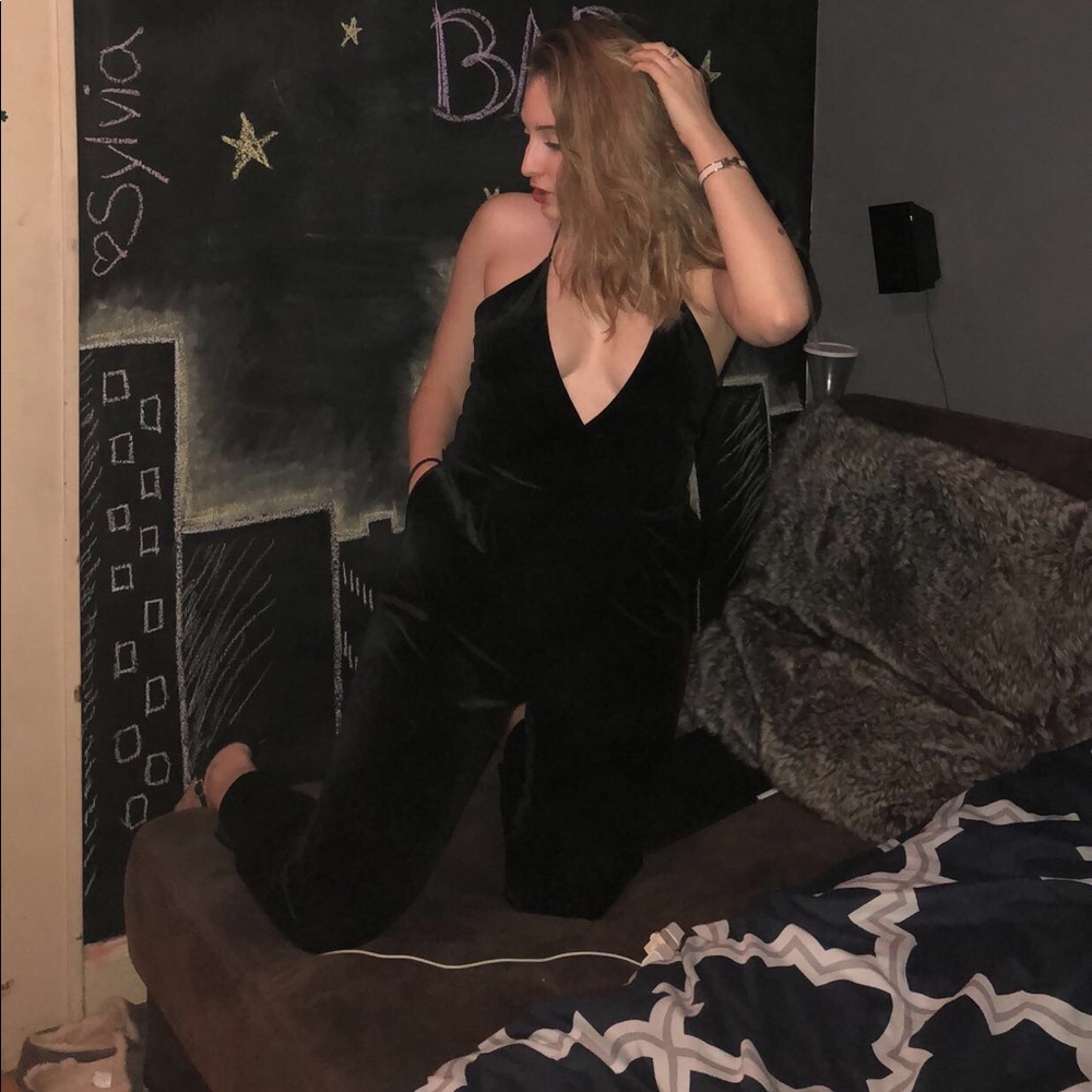 Express black velvet jumpsuit